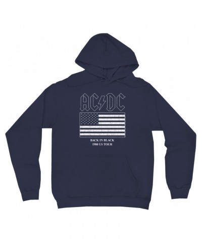 AC/DC Hoodie | Back In Black Flag Tour 1980 Distressed Hoodie $13.98 Sweatshirts