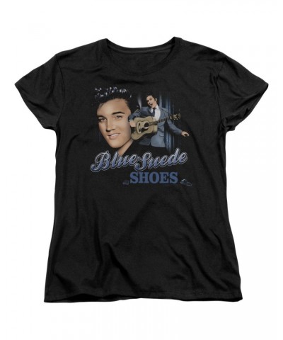 Elvis Presley Women's Shirt | BLUE SUEDE SHOES Ladies Tee $6.48 Shirts