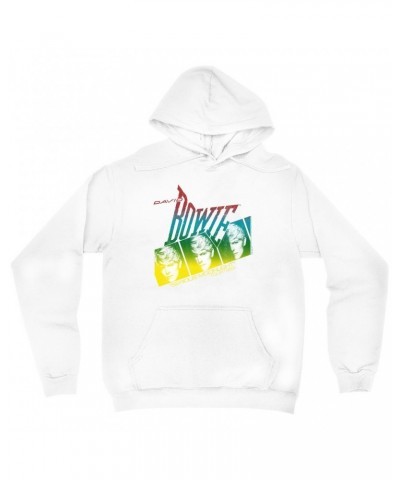 David Bowie Hoodie | Rainbow Ombre Serious Moonlight Concert Distressed Hoodie $13.98 Sweatshirts