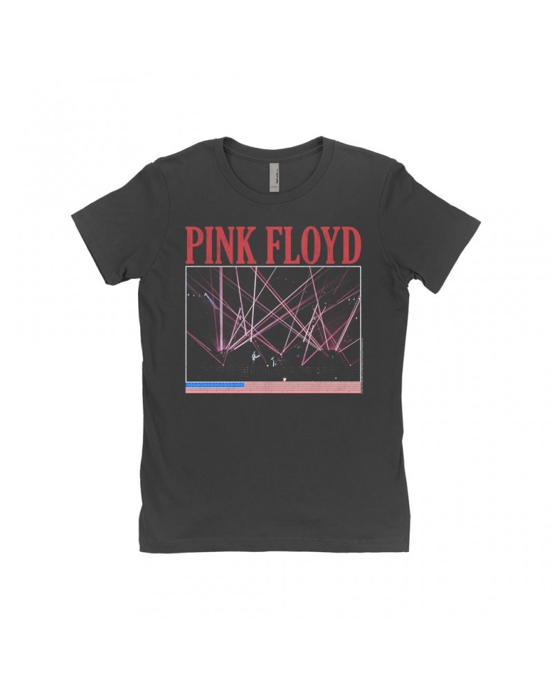 Pink Floyd Ladies' Boyfriend T-Shirt | Laser Lights On Stage Concert Design Distressed Shirt $7.49 Shirts