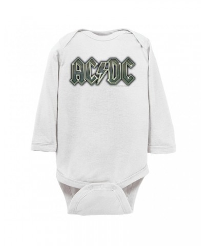 AC/DC Long Sleeve Bodysuit | Metal Metallic Logo Bodysuit $11.94 Shirts