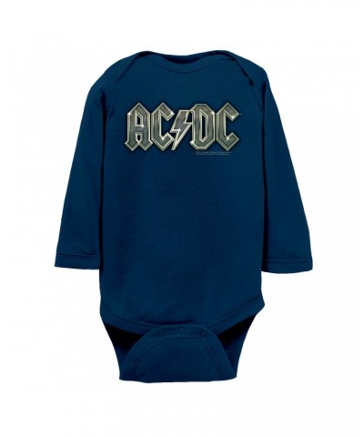 AC/DC Long Sleeve Bodysuit | Metal Metallic Logo Bodysuit $11.94 Shirts