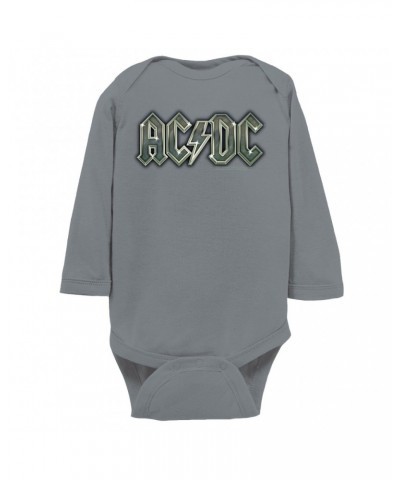 AC/DC Long Sleeve Bodysuit | Metal Metallic Logo Bodysuit $11.94 Shirts