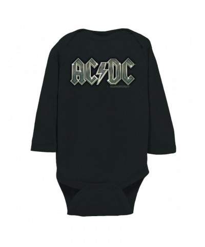 AC/DC Long Sleeve Bodysuit | Metal Metallic Logo Bodysuit $11.94 Shirts