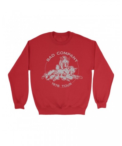 Bad Company Sweatshirt | Run With The Pack 1976 Tour Sweatshirt $16.78 Sweatshirts