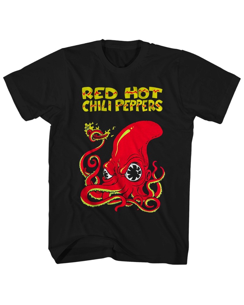 Red Hot Chili Peppers T-Shirt | Fire Squid Cartoon Shirt $3.84 Shirts