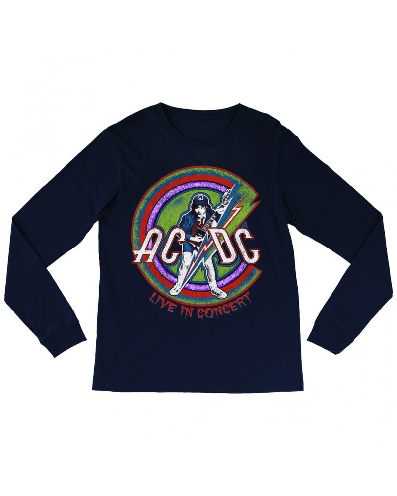 AC/DC Long Sleeve Shirt | Retro Stitched Live In Concert Reissue Shirt $10.18 Shirts