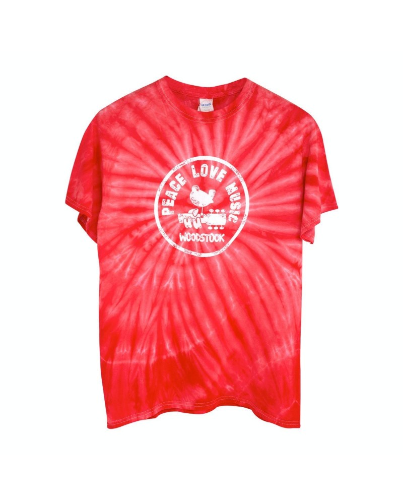 Woodstock Peace Love Music Circle Logo Tie Dye Red T-shirt $15.40 Shirts