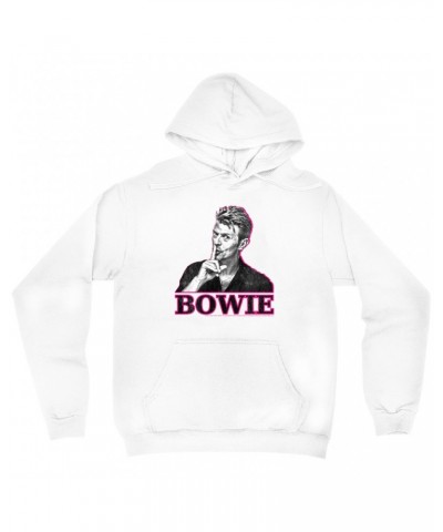 David Bowie Hoodie | Black And White In Pink Photo Hoodie $16.38 Sweatshirts