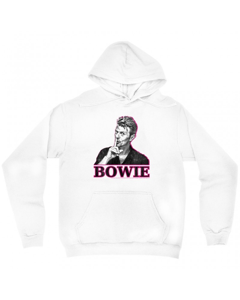 David Bowie Hoodie | Black And White In Pink Photo Hoodie $16.38 Sweatshirts