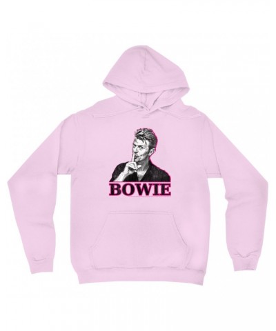 David Bowie Hoodie | Black And White In Pink Photo Hoodie $16.38 Sweatshirts