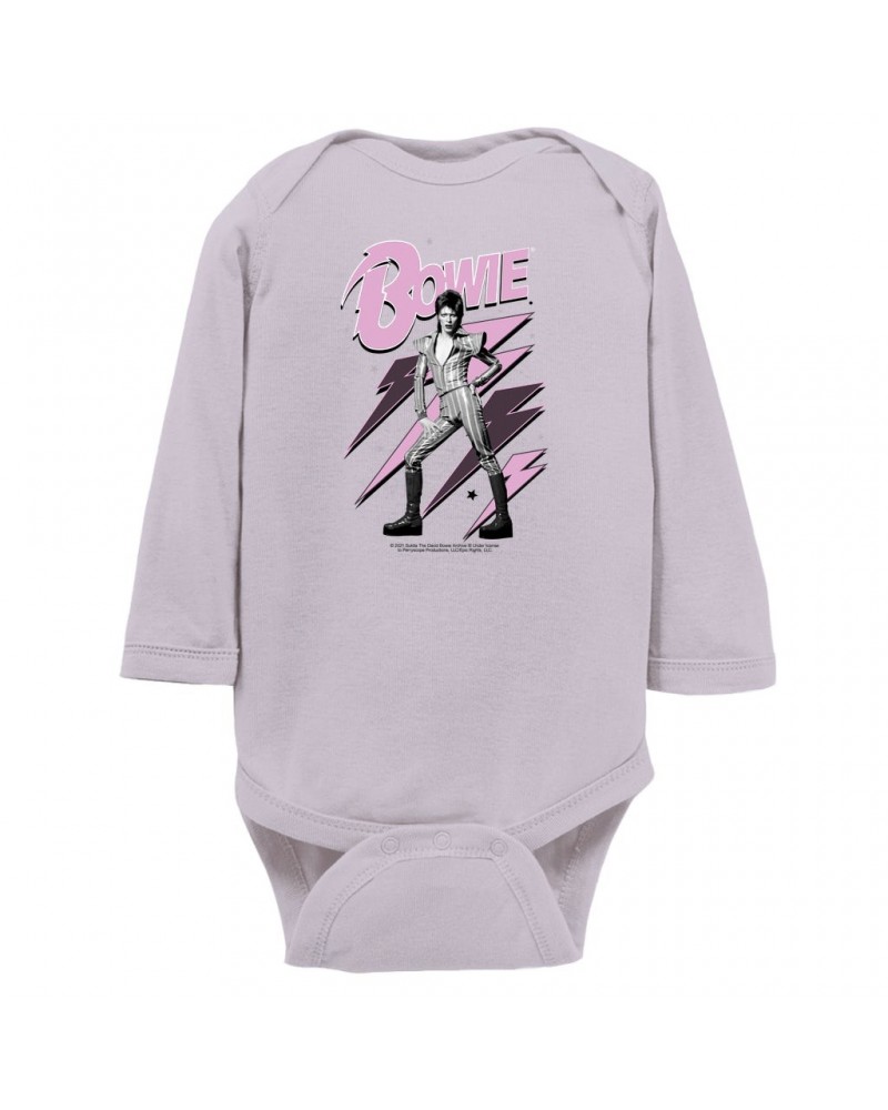 David Bowie Long Sleeve Bodysuit | Ziggy Stardust And Lightning Bolts Bodysuit $8.56 Shirts