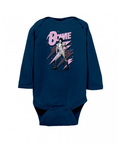 David Bowie Long Sleeve Bodysuit | Ziggy Stardust And Lightning Bolts Bodysuit $8.56 Shirts