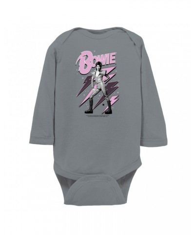 David Bowie Long Sleeve Bodysuit | Ziggy Stardust And Lightning Bolts Bodysuit $8.56 Shirts