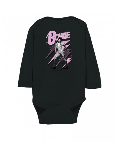 David Bowie Long Sleeve Bodysuit | Ziggy Stardust And Lightning Bolts Bodysuit $8.56 Shirts