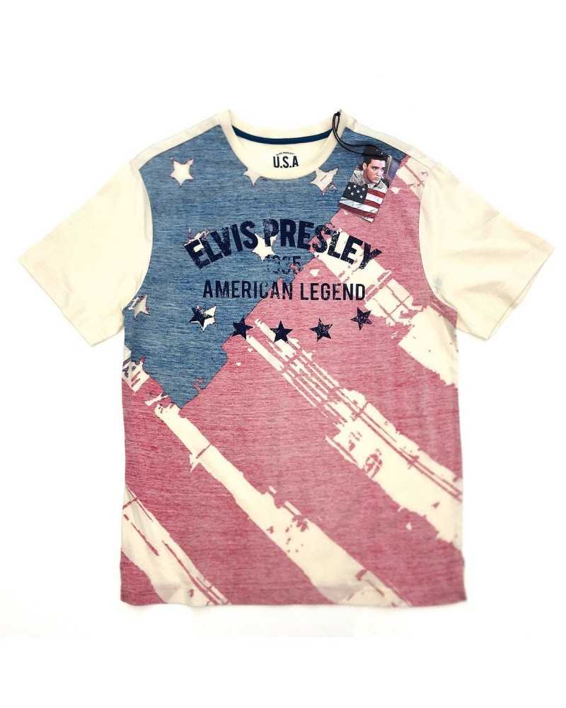 Elvis Presley Beige Elvis Presley American Legend Flag T-Shirt $2.62 Shirts