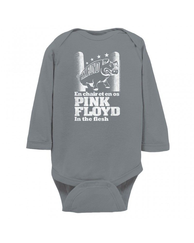 Pink Floyd Long Sleeve Bodysuit | In The Flesh Concert en Français Design Bodysuit $12.72 Shirts