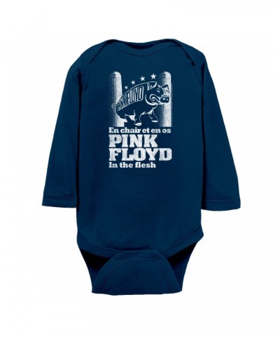 Pink Floyd Long Sleeve Bodysuit | In The Flesh Concert en Français Design Bodysuit $12.72 Shirts