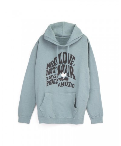 Woodstock Make Love Not War Grey/Blue Pullover Hoodie $27.60 Sweatshirts