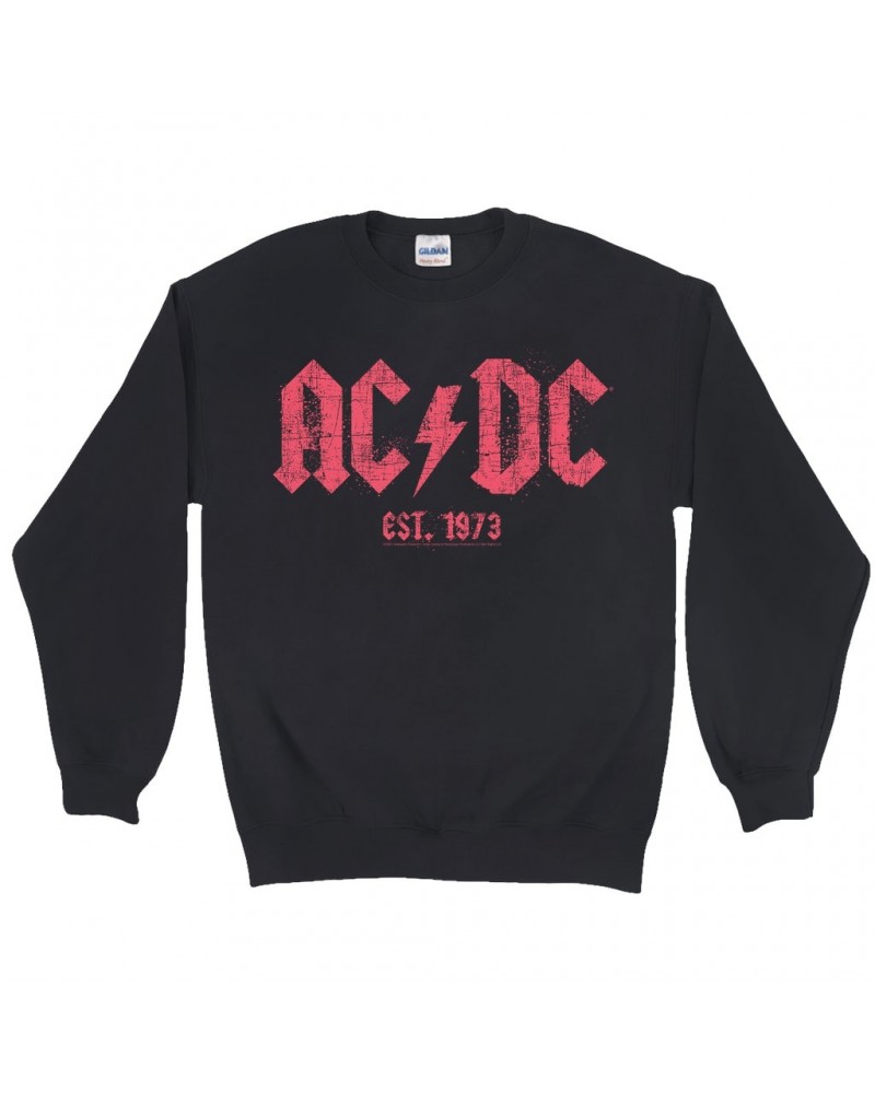 AC/DC Sweatshirt | Est. 1973 Red Design Distressed Sweatshirt $13.28 Sweatshirts