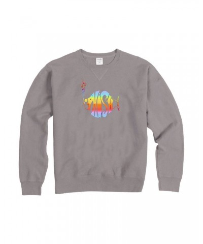 Phish Classic Rainbow Crew Neck Sweatshirt on Grey $19.50 Sweatshirts