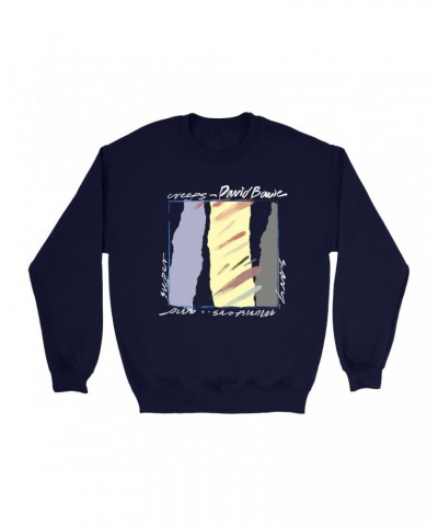 David Bowie Sweatshirt | Scary Monsters Album Image Sweatshirt $10.83 Sweatshirts