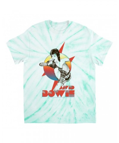 David Bowie T-Shirt | Bowie Performing Colorful Design Tie Dye Shirt $10.78 Shirts