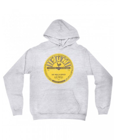 Elvis Presley Hoodie | Blue Moon Of Kentucky Record Label Distressed Hoodie $15.58 Sweatshirts