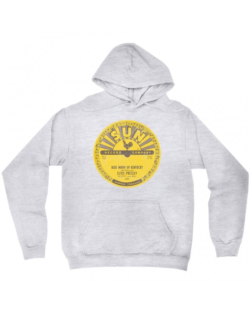 Elvis Presley Hoodie | Blue Moon Of Kentucky Record Label Distressed Hoodie $15.58 Sweatshirts