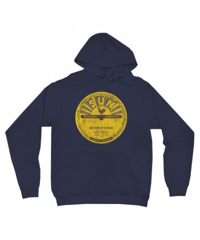 Elvis Presley Hoodie | Blue Moon Of Kentucky Record Label Distressed Hoodie $15.58 Sweatshirts