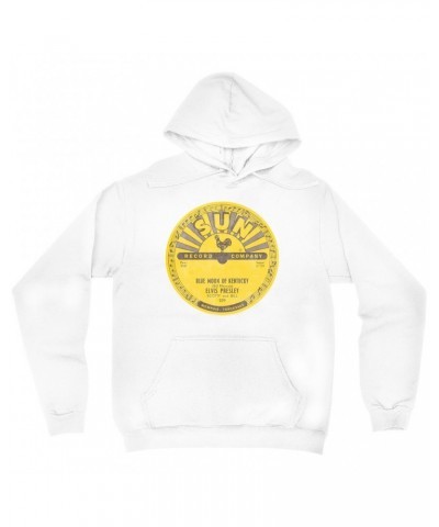 Elvis Presley Hoodie | Blue Moon Of Kentucky Record Label Distressed Hoodie $15.58 Sweatshirts