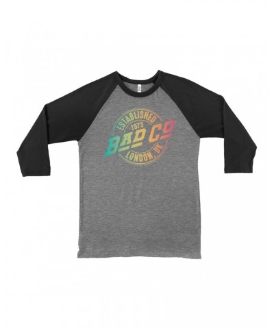 Bad Company 3/4 Sleeve Baseball Tee | Rainbow Ombre Est. 1973 London Logo Shirt $14.68 Shirts