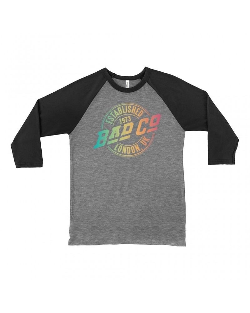 Bad Company 3/4 Sleeve Baseball Tee | Rainbow Ombre Est. 1973 London Logo Shirt $14.68 Shirts