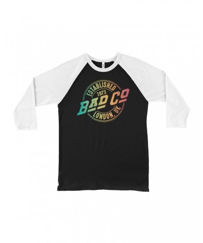 Bad Company 3/4 Sleeve Baseball Tee | Rainbow Ombre Est. 1973 London Logo Shirt $14.68 Shirts