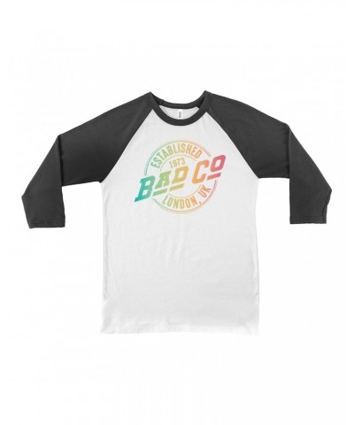 Bad Company 3/4 Sleeve Baseball Tee | Rainbow Ombre Est. 1973 London Logo Shirt $14.68 Shirts