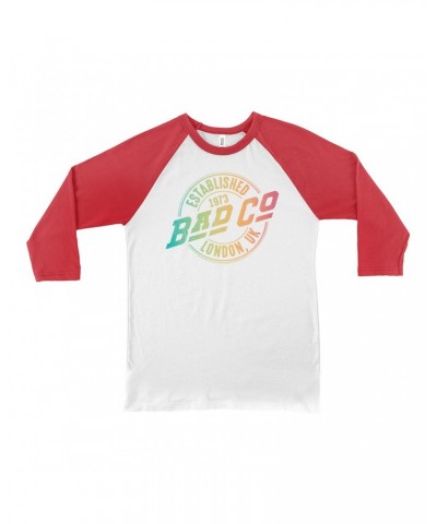 Bad Company 3/4 Sleeve Baseball Tee | Rainbow Ombre Est. 1973 London Logo Shirt $14.68 Shirts