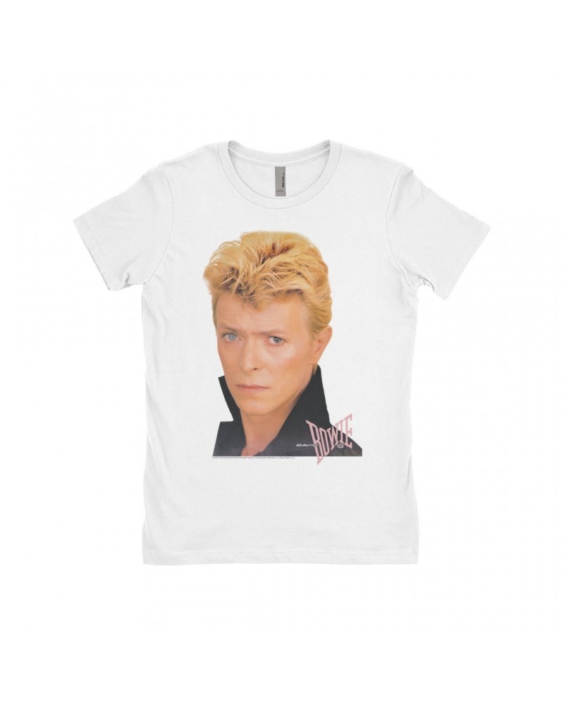 David Bowie Ladies' Boyfriend T-Shirt | Color Portrait And Logo Shirt $9.73 Shirts