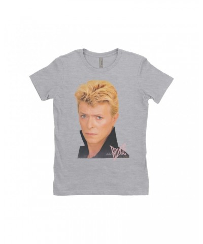 David Bowie Ladies' Boyfriend T-Shirt | Color Portrait And Logo Shirt $9.73 Shirts