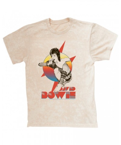 David Bowie T-shirt | Bowie Performing Colorful Design Mineral Wash Shirt $11.98 Shirts