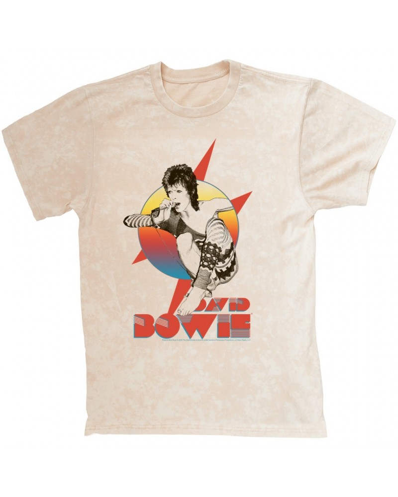 David Bowie T-shirt | Bowie Performing Colorful Design Mineral Wash Shirt $11.98 Shirts