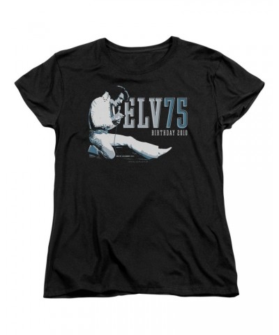 Elvis Presley Women's Shirt | ELV 75 LOGO Ladies Tee $7.38 Shirts