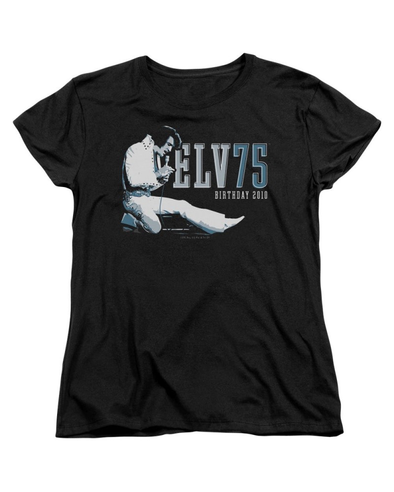 Elvis Presley Women's Shirt | ELV 75 LOGO Ladies Tee $7.38 Shirts