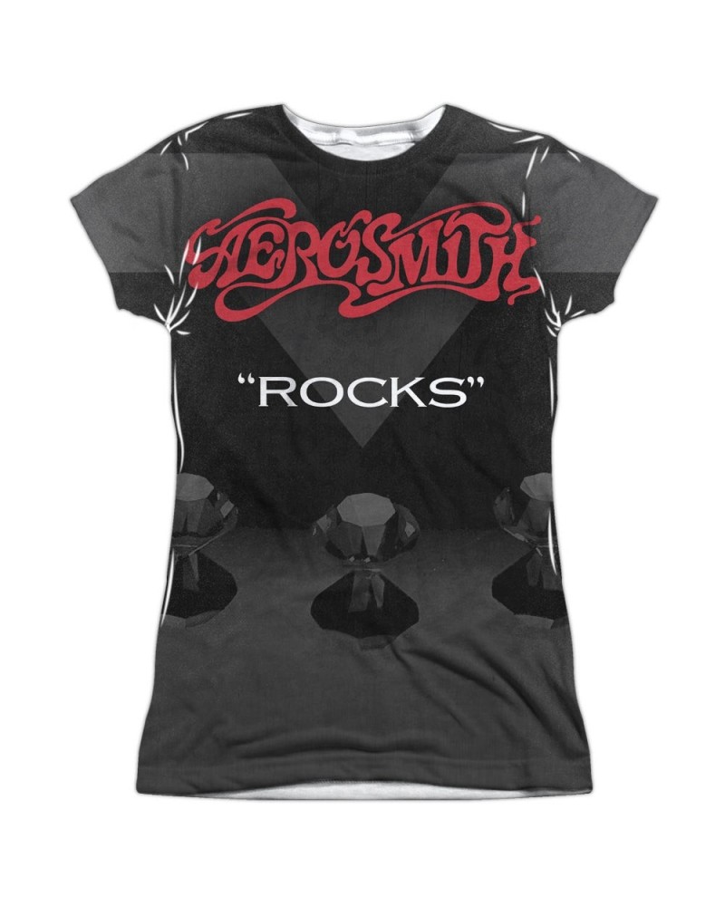 Aerosmith Junior's T Shirt | ROCKS (FRONT/BACK PRINT) Sublimated Tee $13.16 Shirts