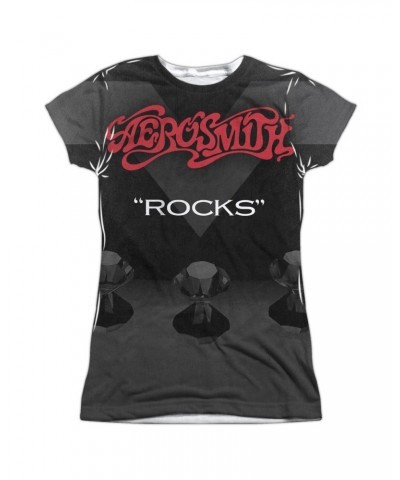 Aerosmith Junior's T Shirt | ROCKS (FRONT/BACK PRINT) Sublimated Tee $13.16 Shirts