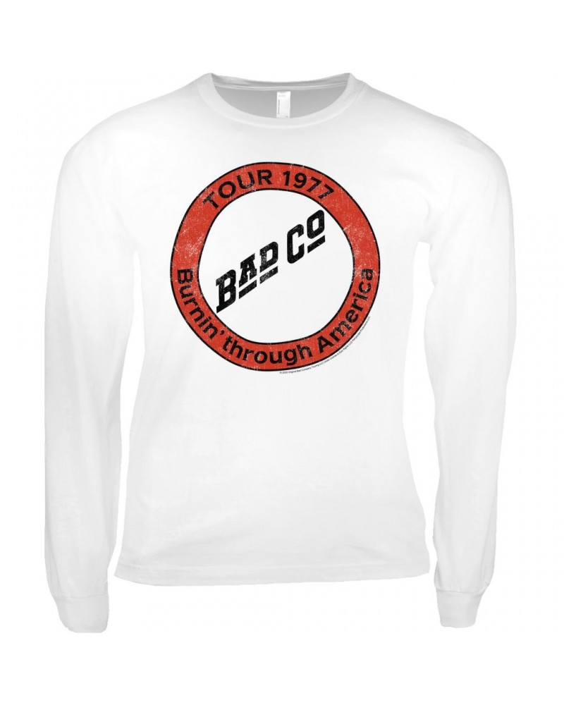 Bad Company Long Sleeve Shirt | Burnin Sky Tour 1977 Distressed Shirt $8.99 Shirts