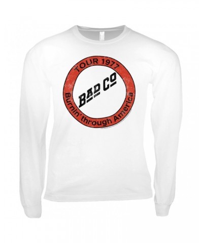 Bad Company Long Sleeve Shirt | Burnin Sky Tour 1977 Distressed Shirt $8.99 Shirts