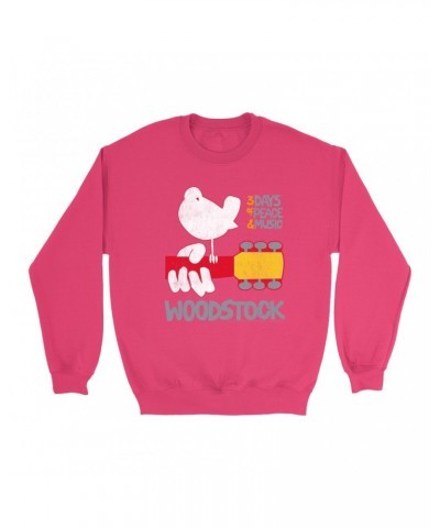 Woodstock Bright Colored Sweatshirt | 3 Days Of Peace And Music Logo Sweatshirt $13.28 Sweatshirts