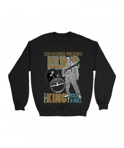 Elvis Presley Sun Records Sweatshirt | Presenting The King Of Rock n Roll Sun Records Sweatshirt $12.23 Sweatshirts