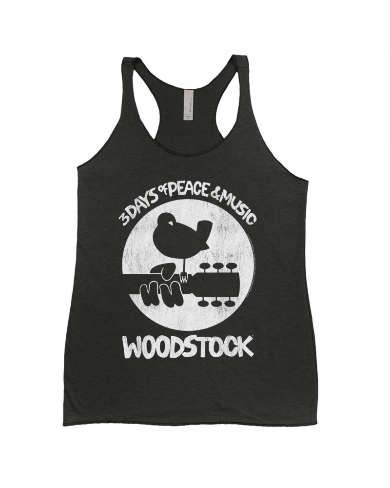 Woodstock Ladies' Tank Top | Bird And Guitar All In White Shirt $11.58 Shirts