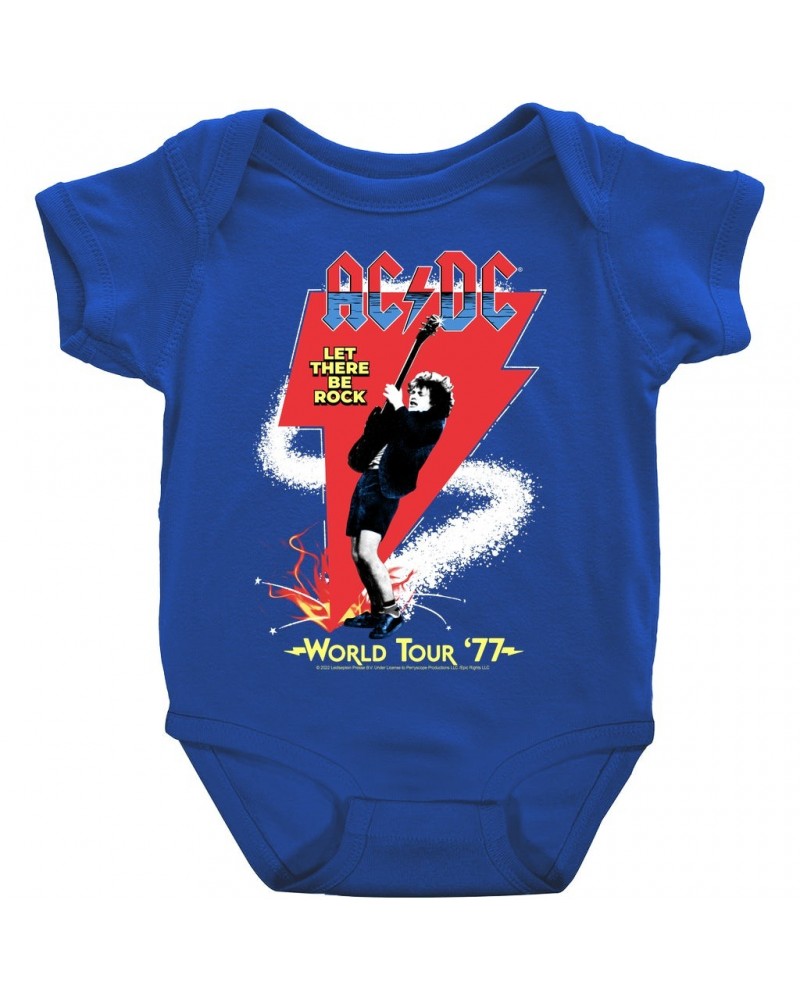 AC/DC Baby Short Sleeve Bodysuit | Let There Be Rock World Tour 1977 Bodysuit $8.38 Kids